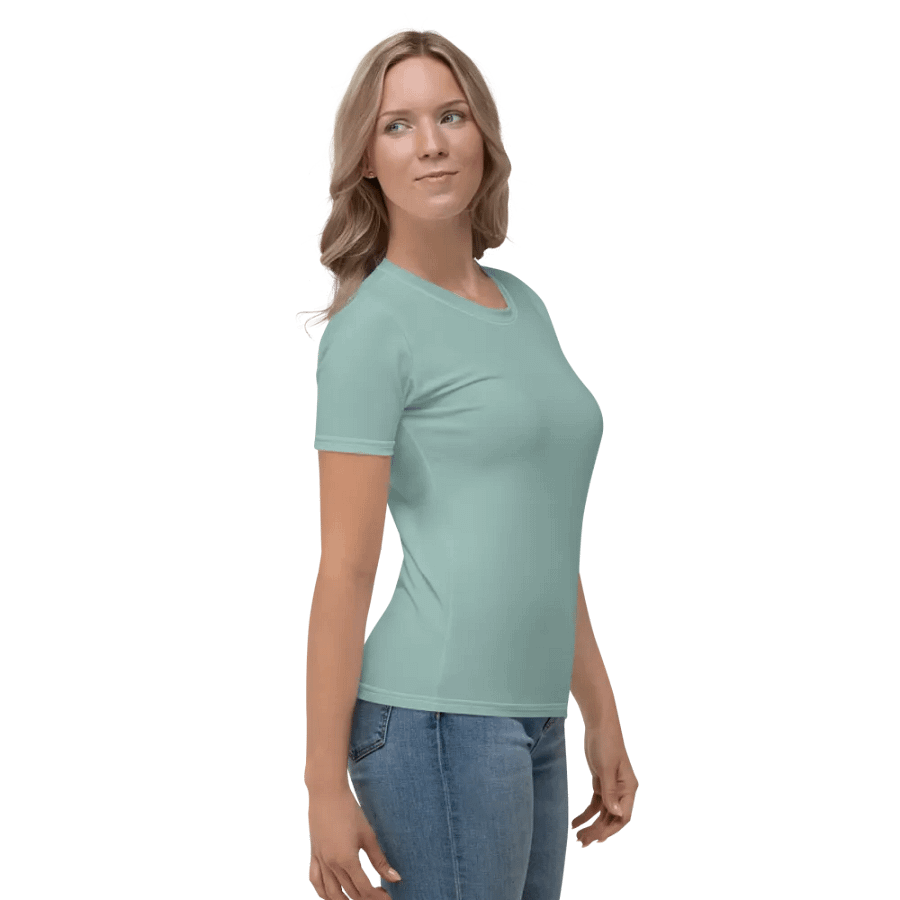 Plain Light Teal Green Soft Summer Women's Crewneck Polyester Heavyweight Premium T-Shirt by Treasure Pie product image (5)