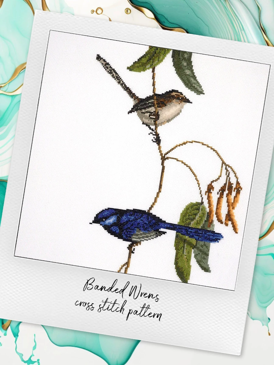 Banded Wrens: Bird Cross Stitch Pattern PDF product image (7)