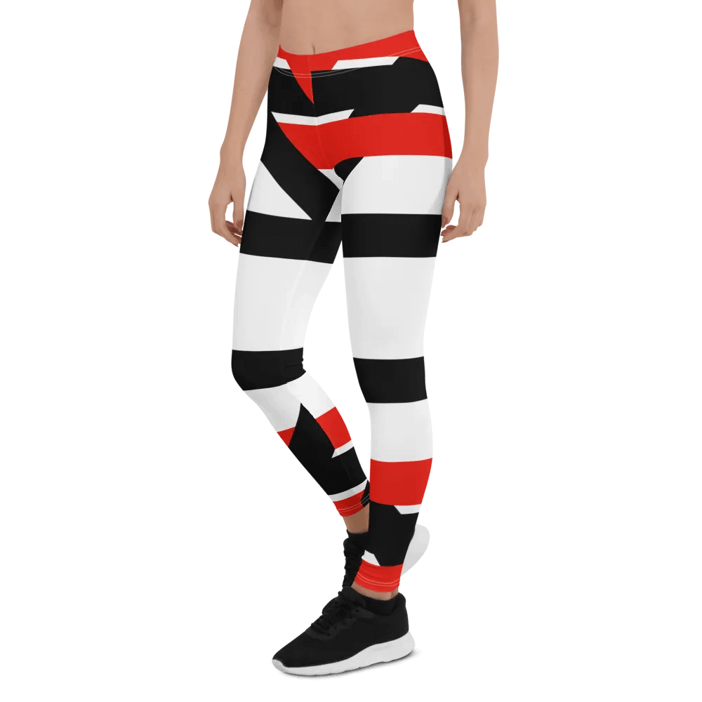 Black/Red/White Bent Line Leggings product image (5)