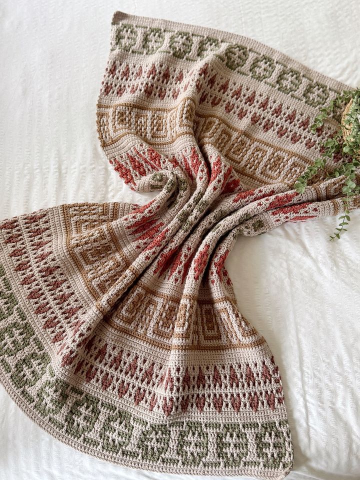 CROCHET PATTERN & VIDEO - Wildflower Inset Mosaic Crochet Blanket product image (2)