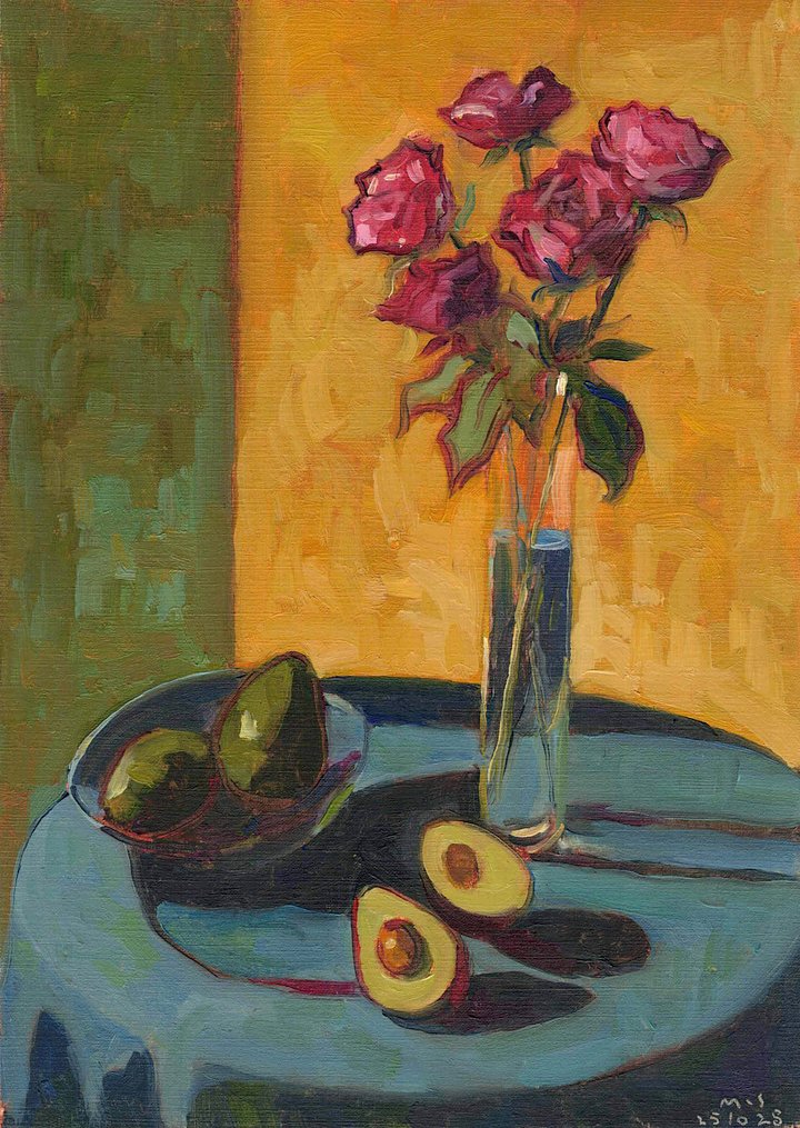 251028 Roses and Avocadoes Original Study Artwork. product image (1)