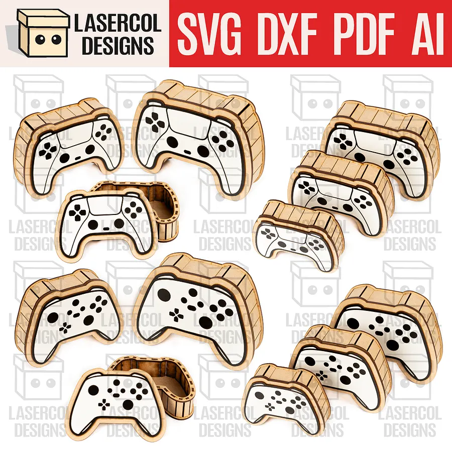 Controller Shaped Boxes Bundle (Set 1-2) - Laser Cut Files product image (1)