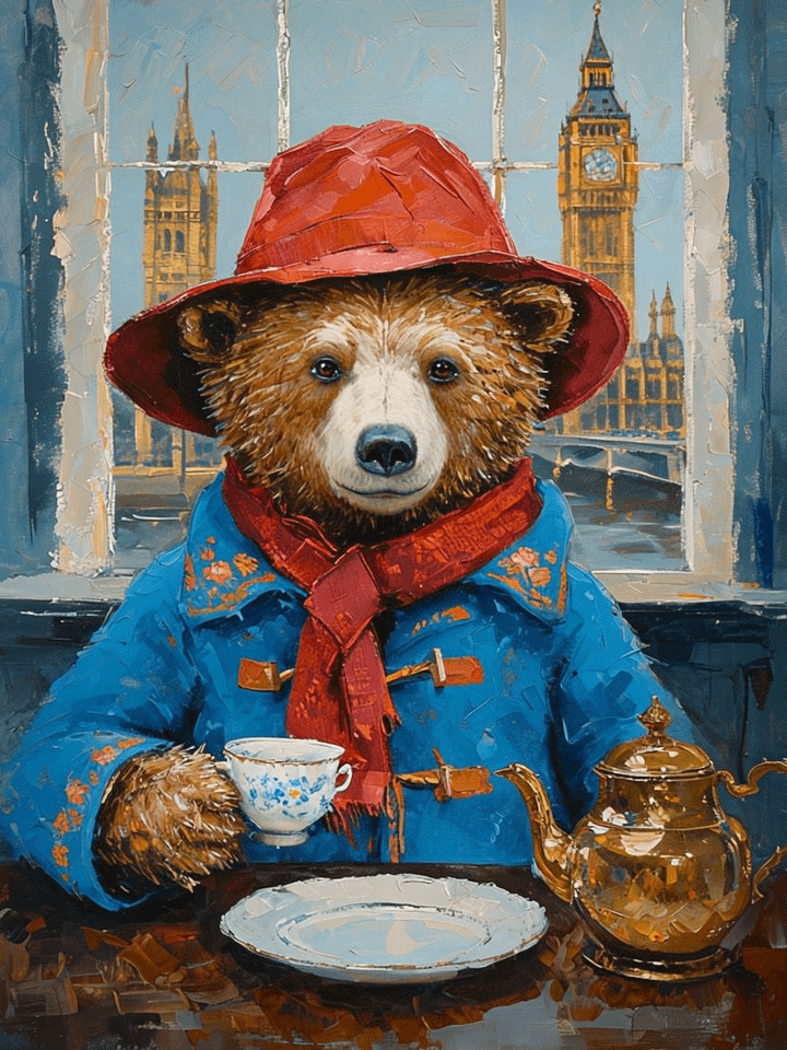 Whimsical Bear Tea Time Poster product image (1)