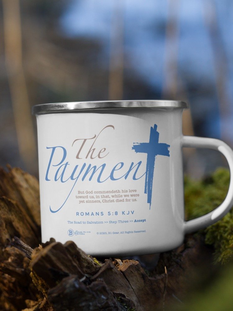 Mug, The Road to Salvation, Step 3, THE PAYMENT/Accept, Premium Enamel Mug product image (5)