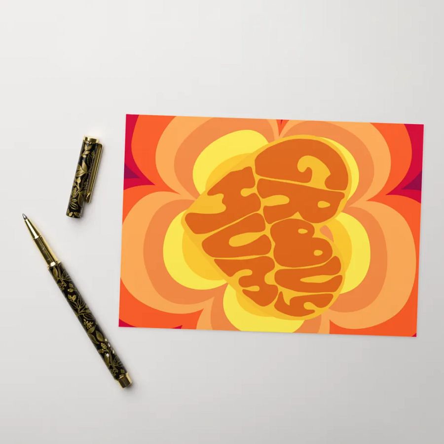 Groovy Mum terracotta retro portrait greetings card product image (3)