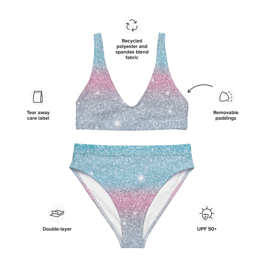Glitter Unicorn Texture Design High Waisted Bikini (4) product image (3)
