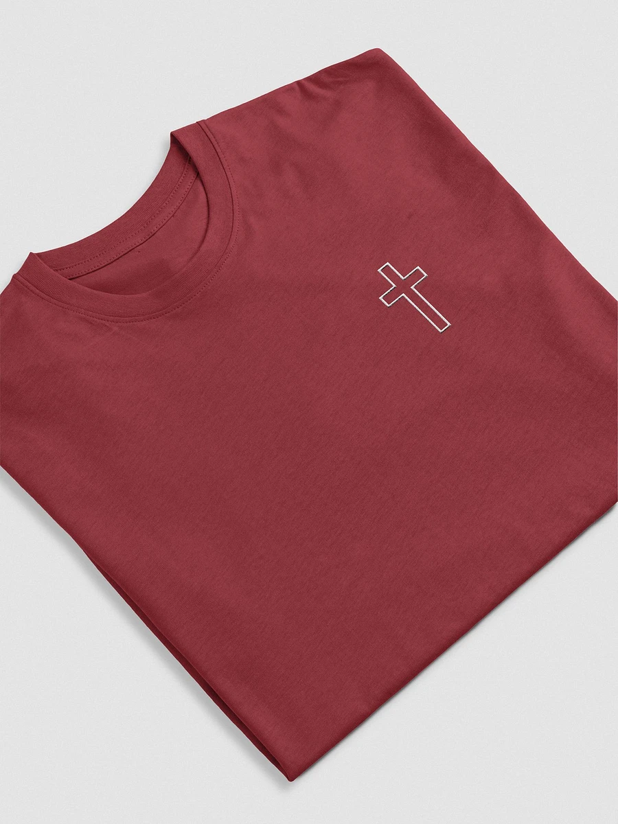 Simple Cross Embroidered Red Heavyweight T-Shirt product image (4)