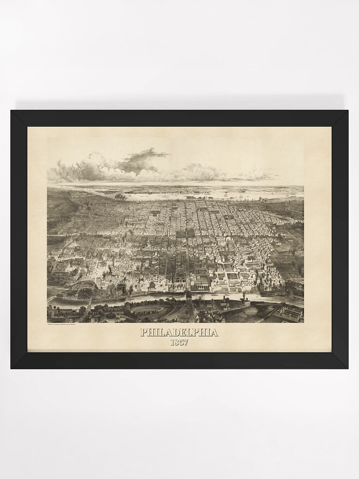 Philadelphia 1857 Framed Poster Print – Hand-Drawn Historic City Map Print product image (1)
