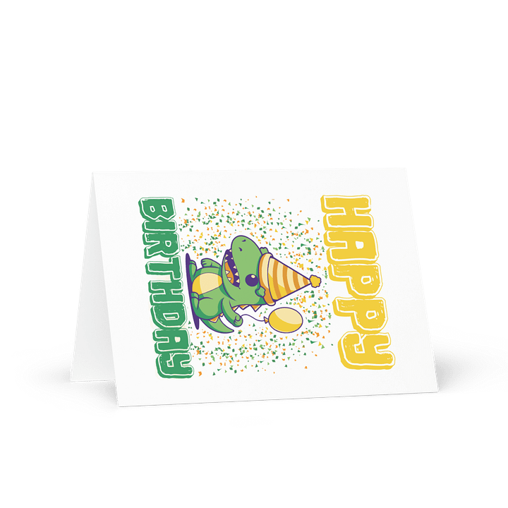 Happy Birthday (Cute Dinosaur With Balloon) Birthday Card 5" x 7" product image (1)