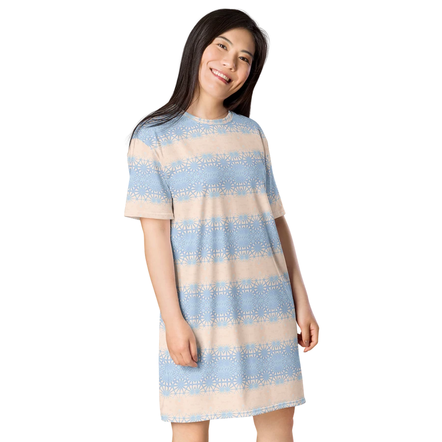 Abstract Subtle Dusky Blue and Peach Ladies T Shirt Dress product image (8)