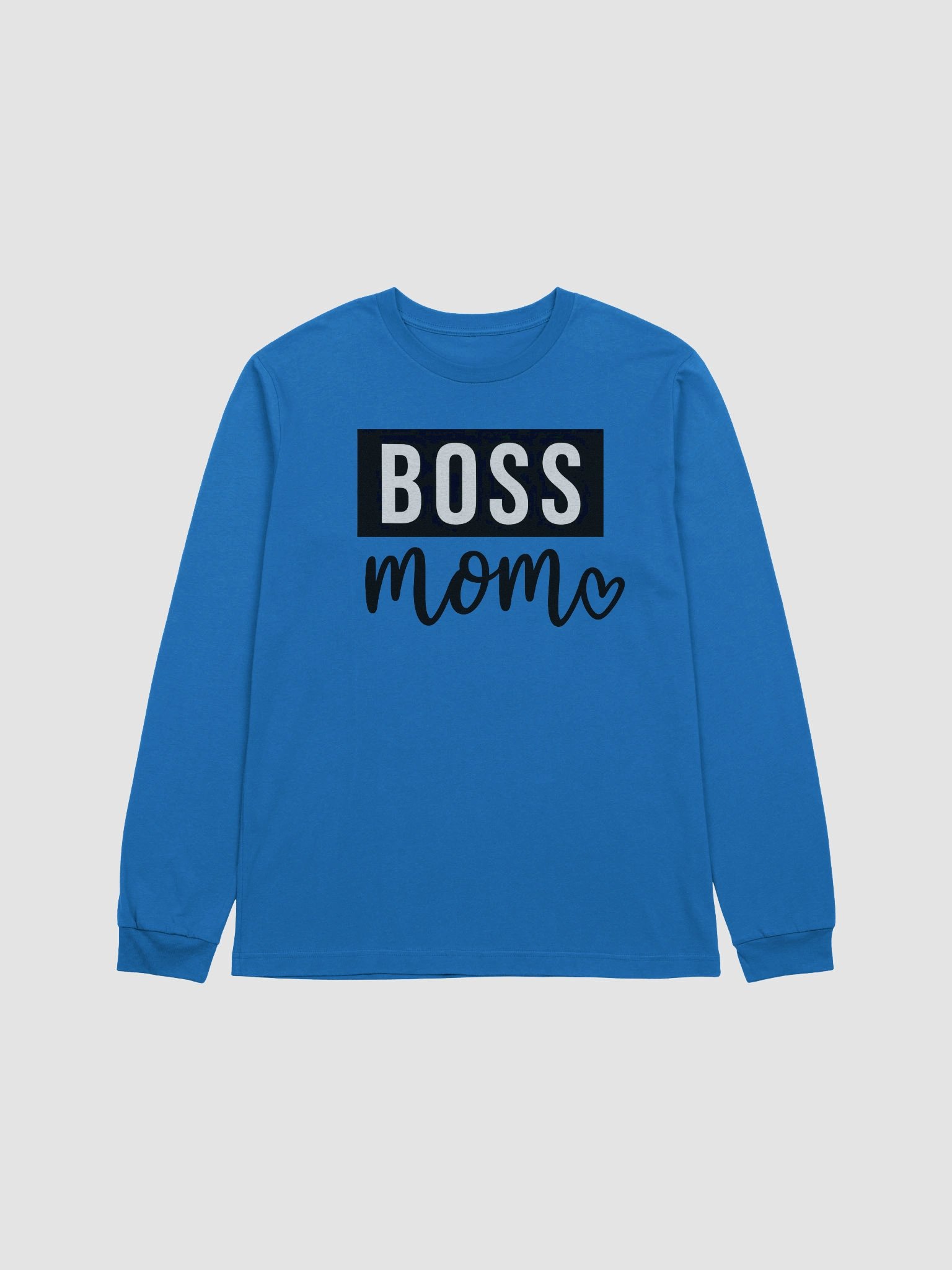Boss Mom Long Sleeve Tee – Bold Minimalist Design with Heart Script for Powerful Moms product image (5)