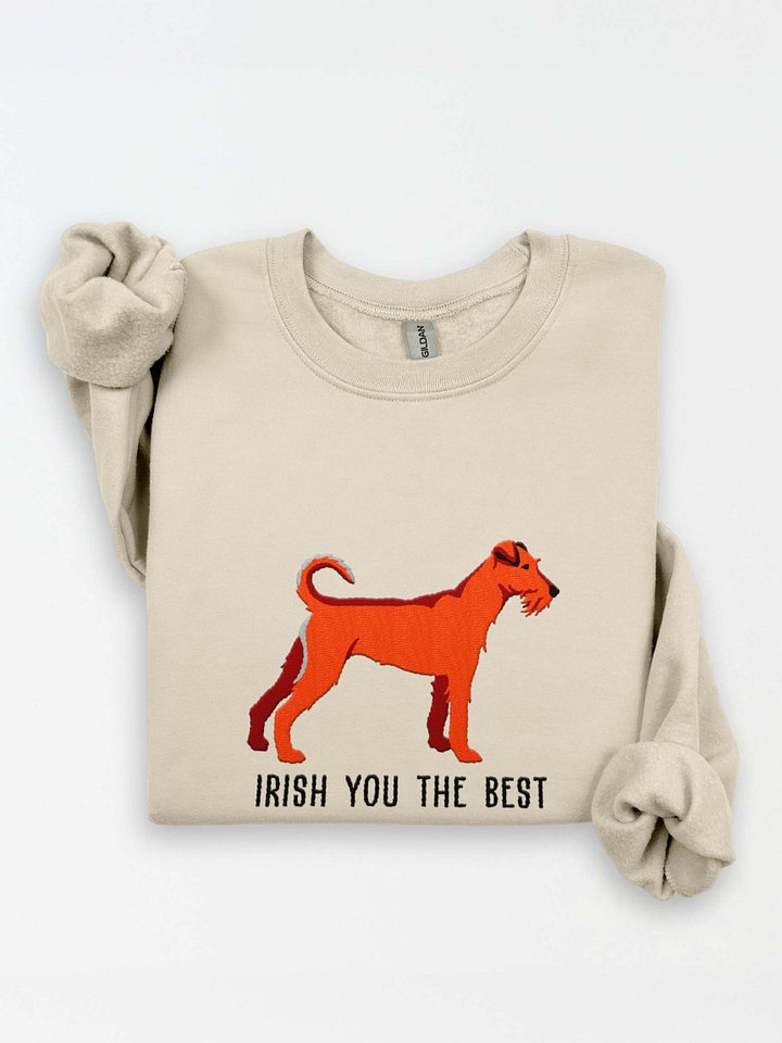 Irish You the Best Sweatshirt (Embroidered) of an Irish Terrier(Red) product image (1)