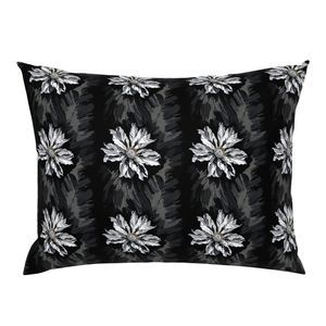 Seamless Pattern - Stripes of White flowers and Gray Leaves on a Black Background product image (6)