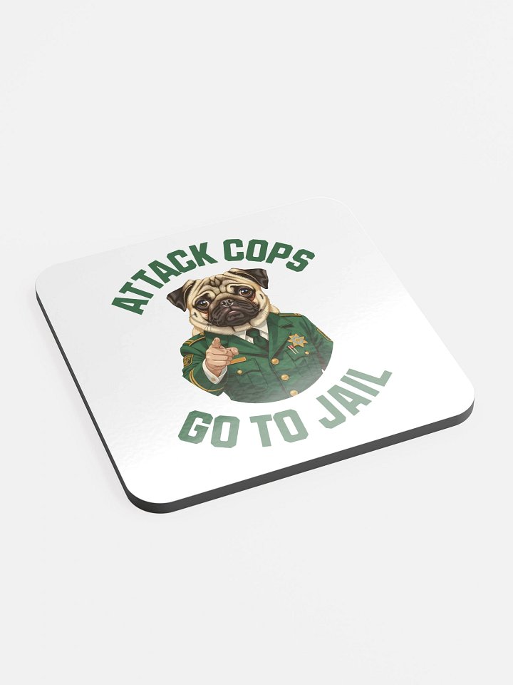 "Attack Cops Go to Jail" coasters - Green ink product image (2)