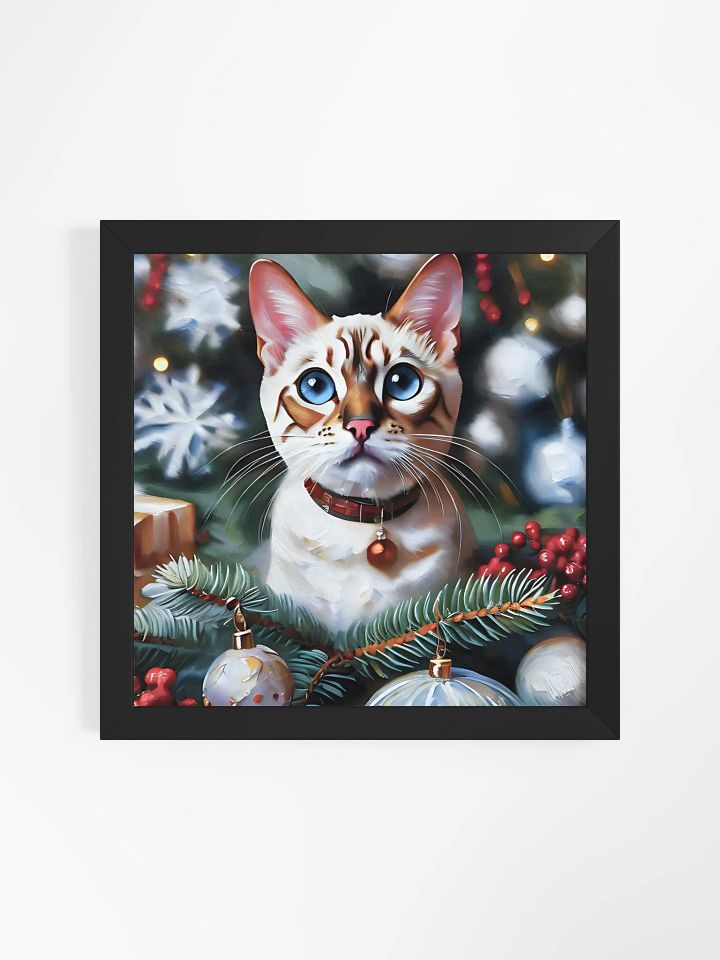 "CHRISTMAS MAGIC OF A BENGAL CAT" / FRAMED HIGH-QUALITY MATTE POSTER / 12" X 12" product image (1)