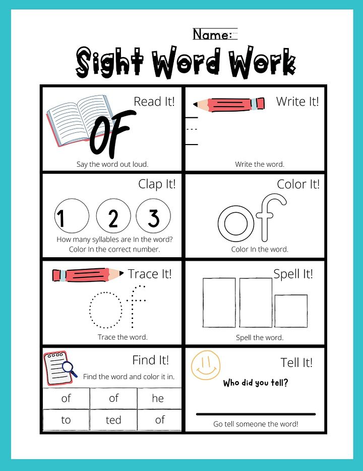 Sight Word Worksheets for Preschool & Kindergarten - Printable Tracing & Matching Activities product image (2)
