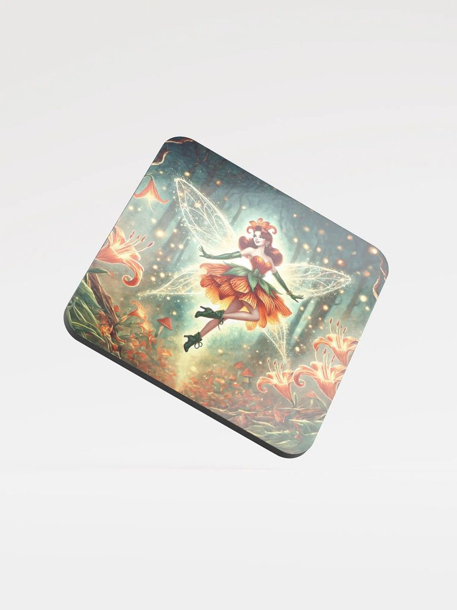 Enchanted Orange Lily Fairy Cork Coaster product image (1)