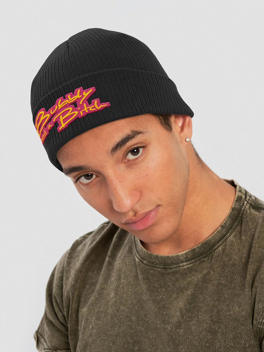 Bubbly and a B*tch (bright design) embroidered organic beanie product image (16)