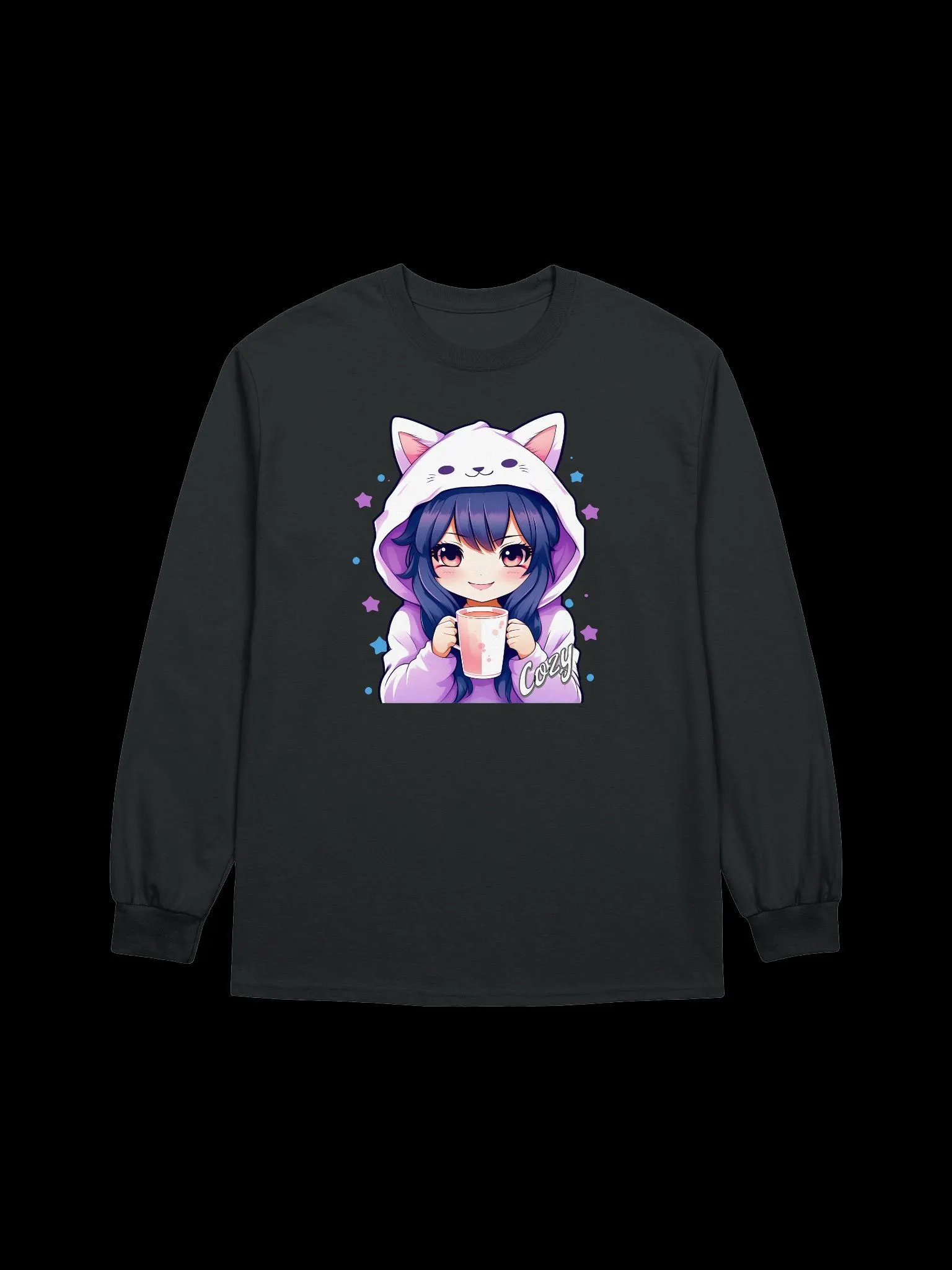 Cozy Kawaii Anime Girl v1 - Gildan Ultra Cotton Unisex Long Sleeve T-Shirt product image (2)