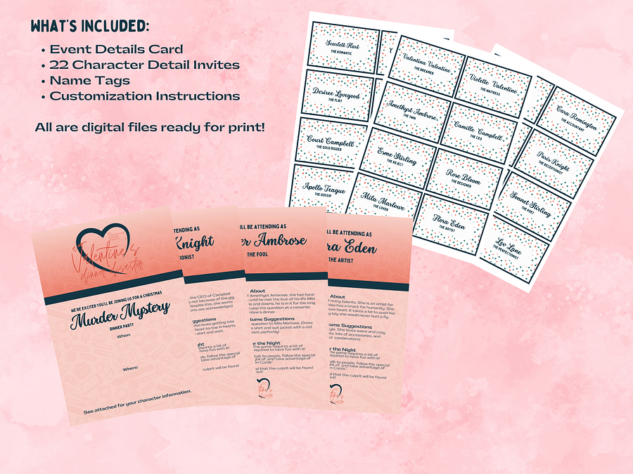 A Valentine's Dinner Disaster - A Valentine’s Murder Mystery - Invitations Add-On product image (2)