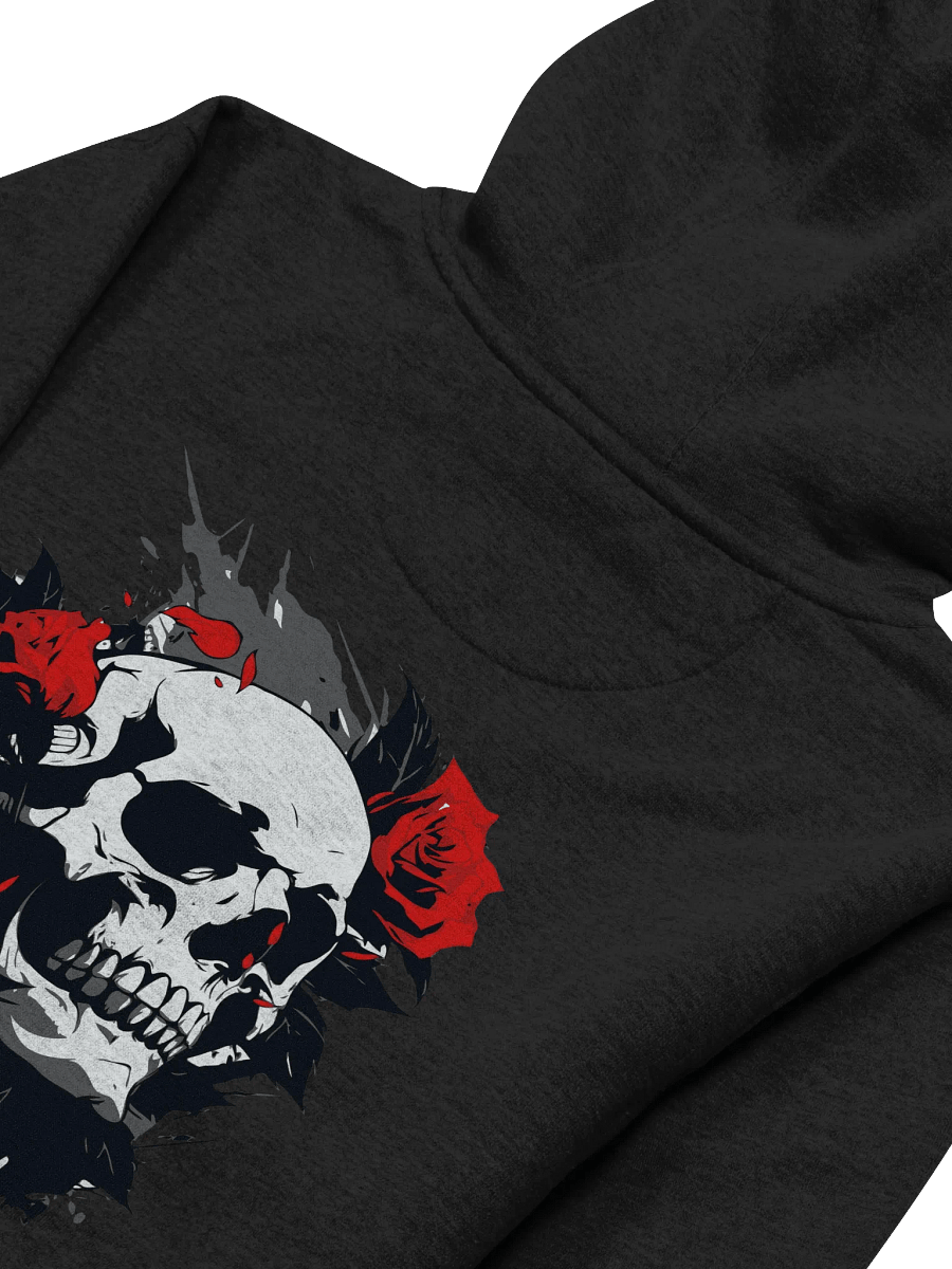 Rose-Adorned Skull Back Printed Hoodie product image (4)