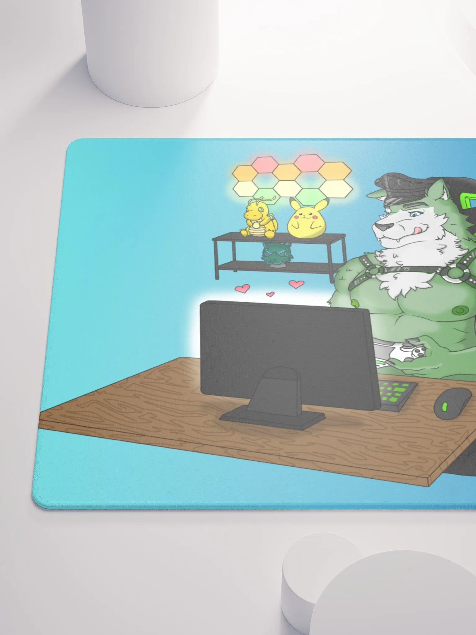Cozy Wolf Dad Gaming Mouse Pad (Blue / Left) product image (10)