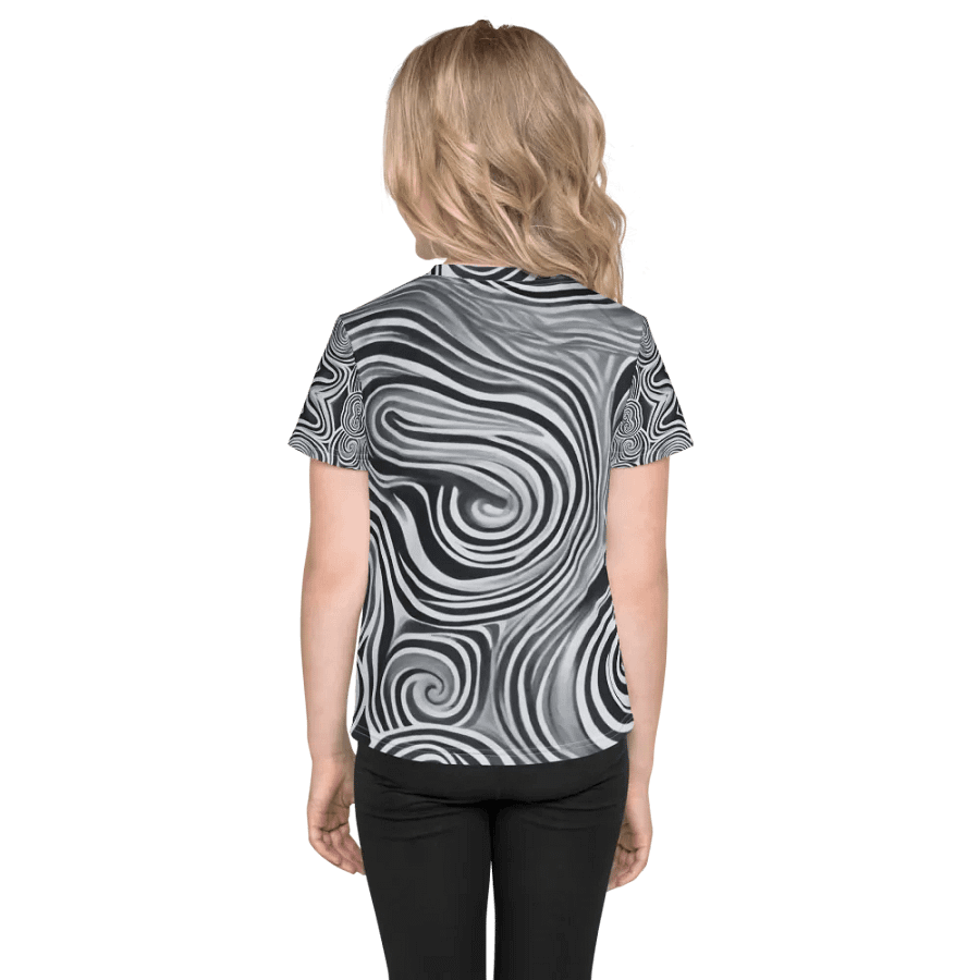 Funky Black and White Noir Liquid Tie-Dye Kid's and Toddler's Crew Neck T-shirt product image (2)