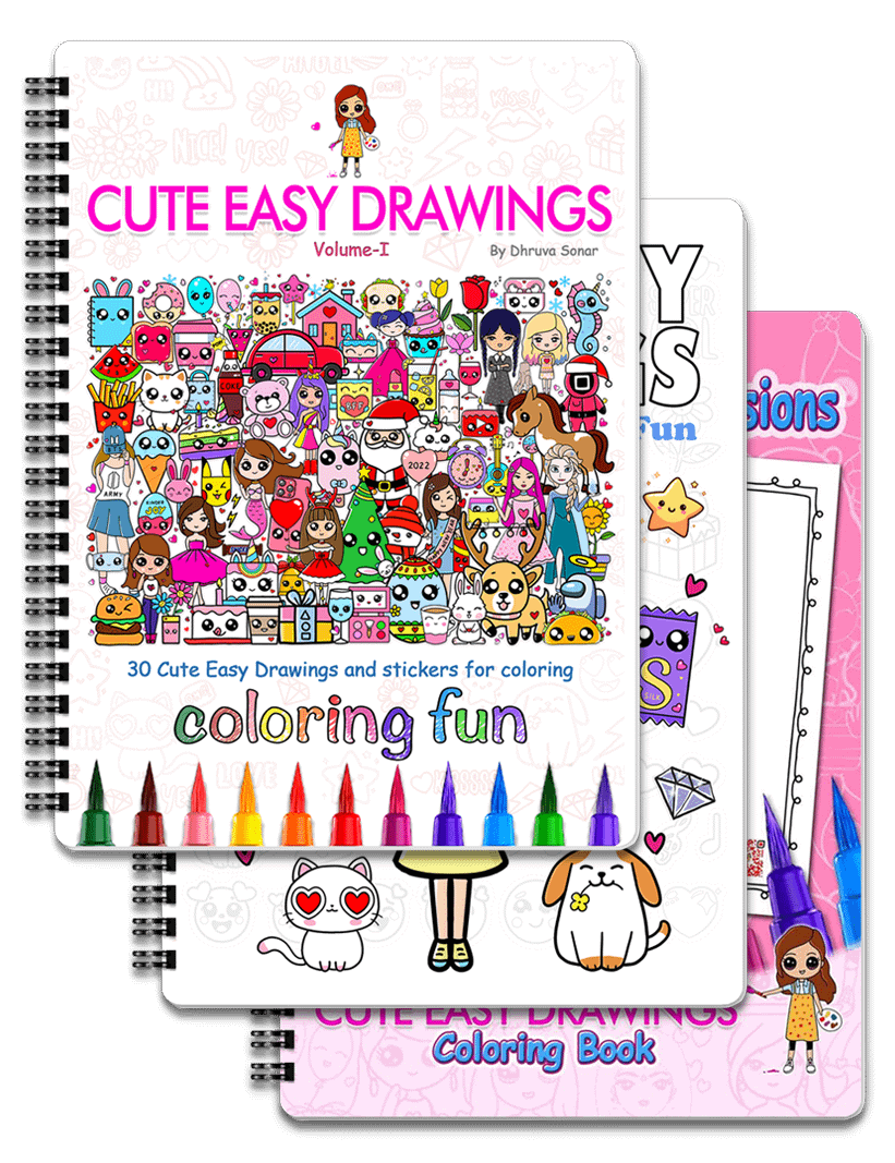 Cute Easy Drawings Ultimate Coloring Bundle | Digital Download product image (1)