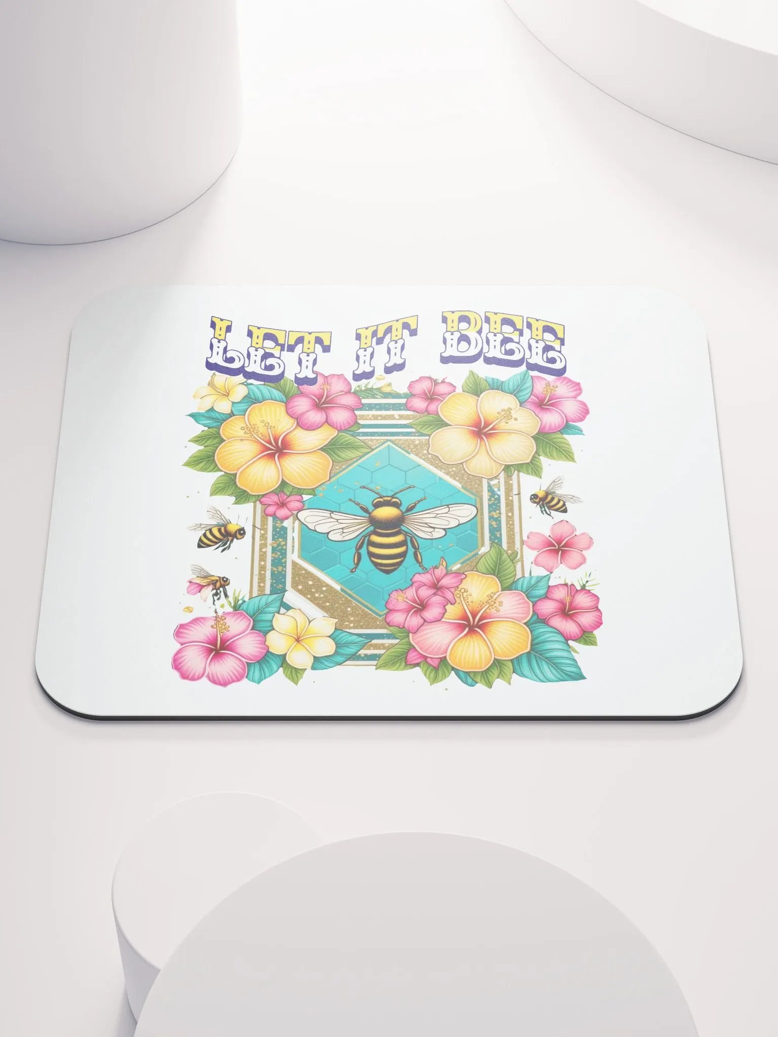 Let It Bee Flower Floral Vibrant Mouse Pad product image (1)
