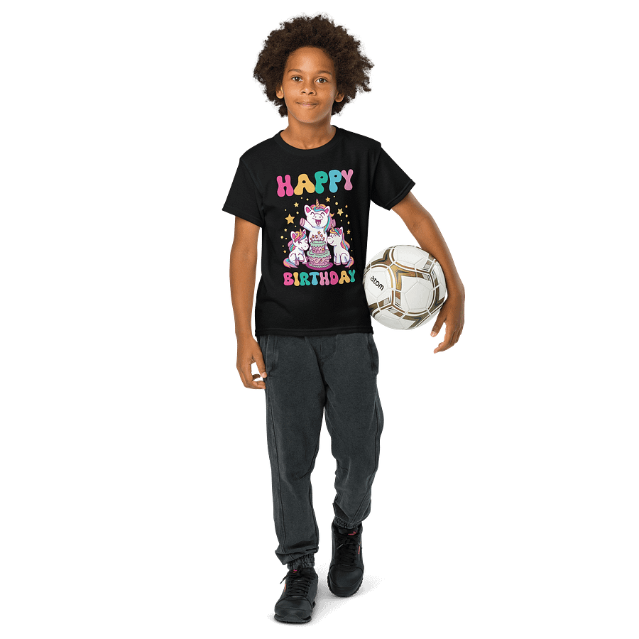 Happy Birthday (Unicorns With Birthday Cake) T-Shirt For Kids product image (12)