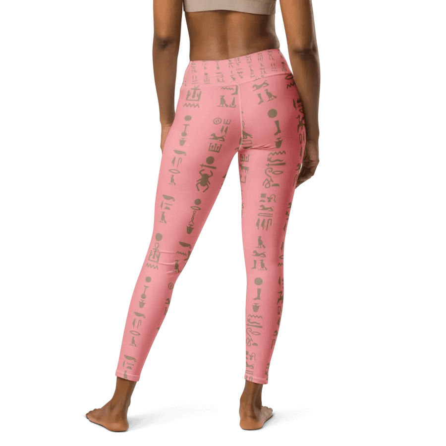 Isis Pink Full Pattern Hieroglyphs Yoga Leggings product image (2)