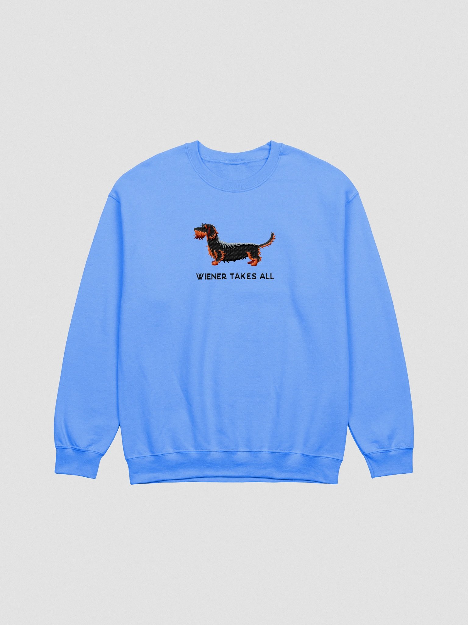 Wiener Takes All Sweatshirt (Embroidered) of a Wirehaired Dachshund(Black & Tan) product image (4)