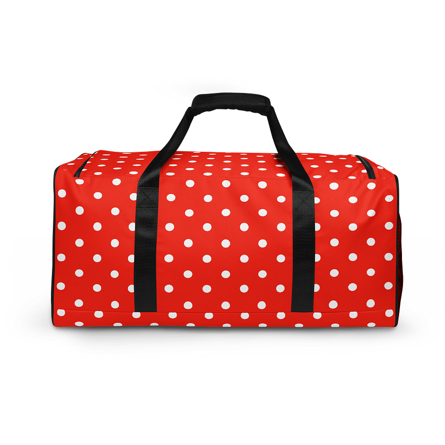White Polka Dots on Red Duffle Bag product image (5)