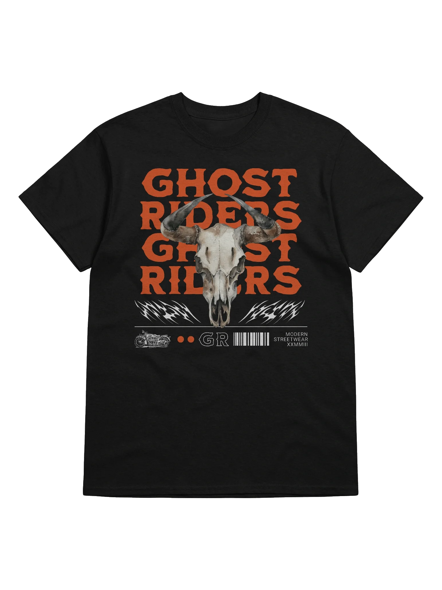 Unique Ghost Riders Horn Skull T-Shirt for Motorcycle Wear product image (42)