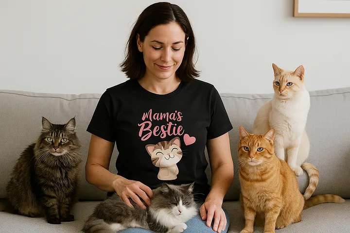 Mama's Bestie Cat Love T-Shirt product image (2)