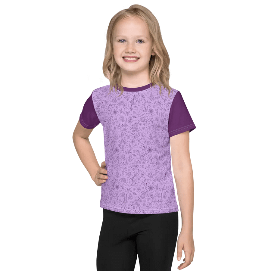 Light Purple Lilac Floral Kid's Crew neck T-shirt product image (6)