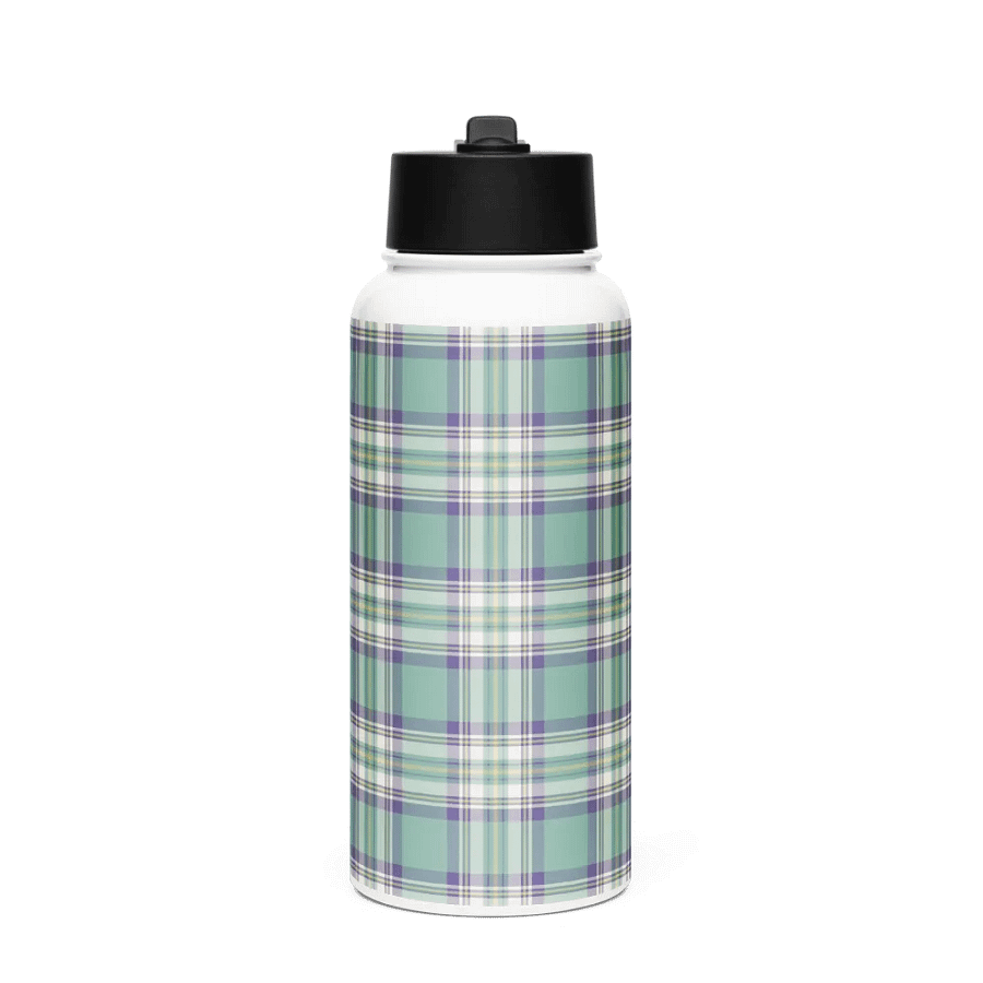 Light Green, Purple & Yellow Plaid Water Bottle product image (4)