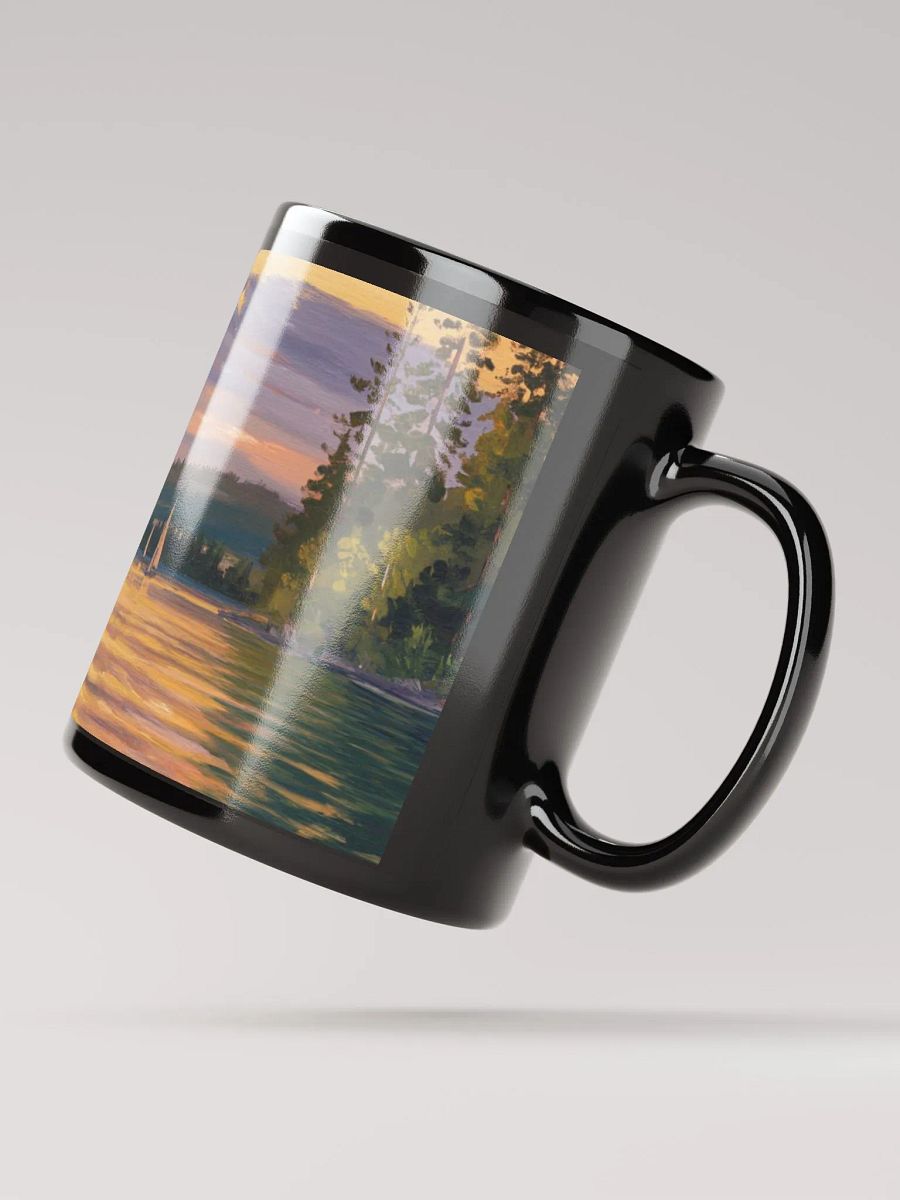 Sunset Lake Sailing, Black Glossy Mug product image (4)