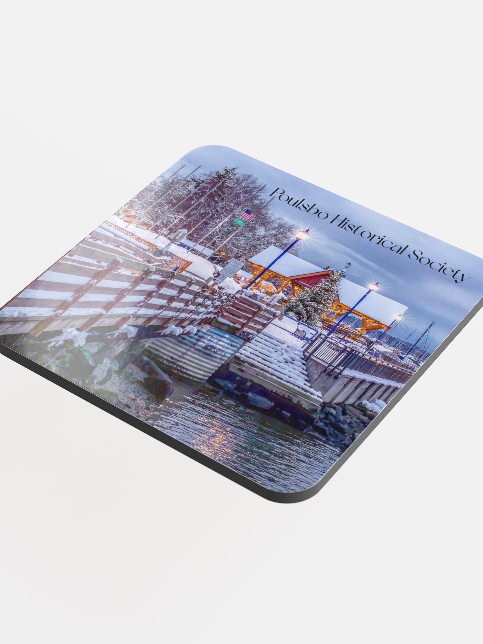 Poulsbo Waterfront Winter Cork Coaster product image (4)