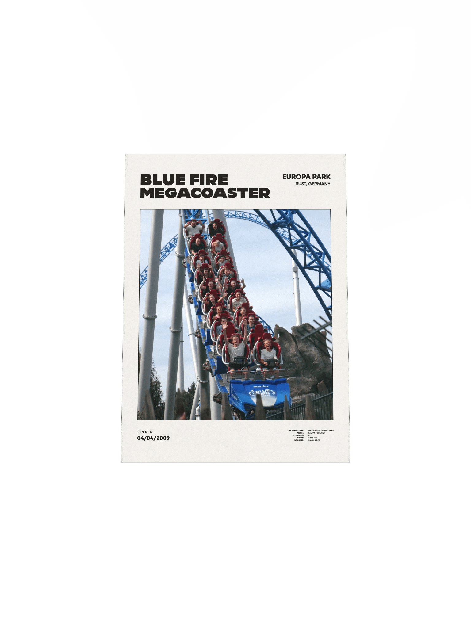 Blue Fire Megacoaster Drop Premium Poster product image (11)