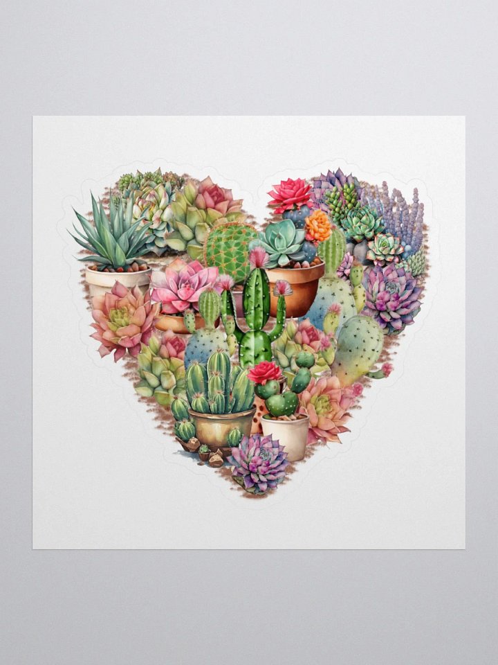 Cacti In A Heart Kiss Cut Sticker product image (2)