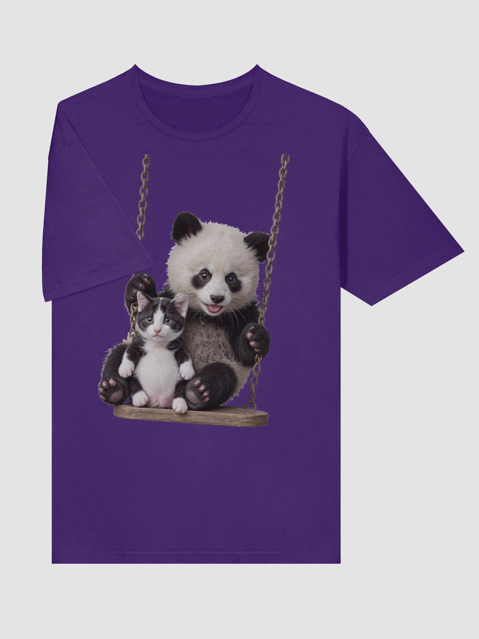 Panda and Kitten Swing Adventure T-Shirt product image (49)