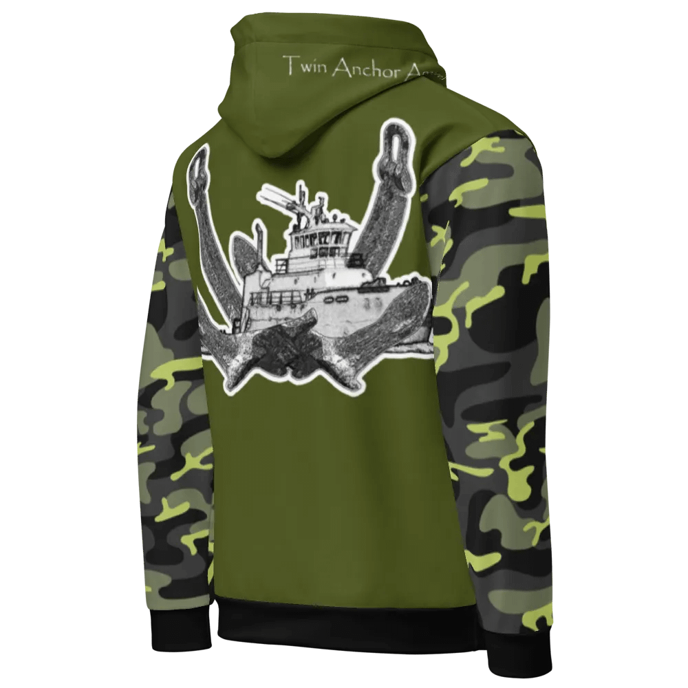 Camouflage & Green Twin Anchor Titan tug Hoodie product image (3)