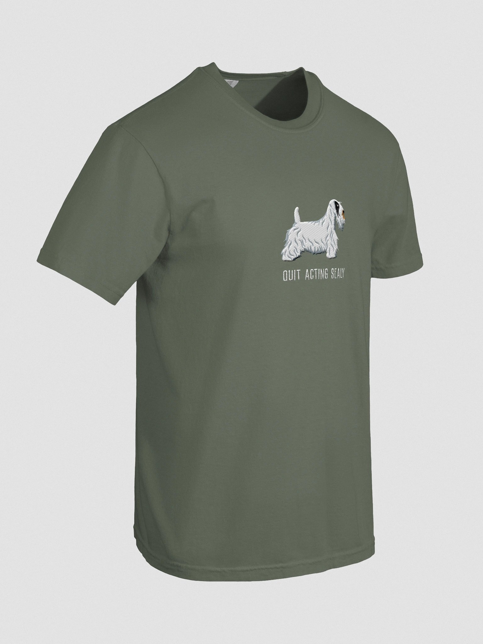 Quit Acting Sealy T-Shirt(Embroidered) of a Sealyham Terrier(Black & White) product image (11)