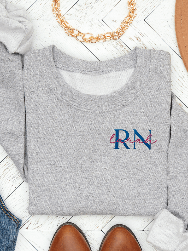 Personalized Embroidered Monogram RN Sweatshirt product image (2)