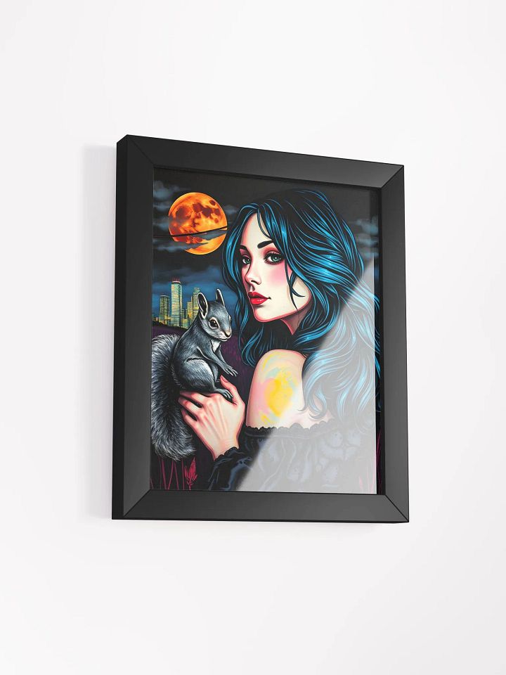 Moonlit Thoughts with her short tailed little guy, Framed Matte Poster product image (8)