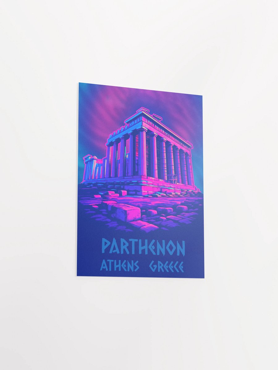 Vivid Parthenon Temple – Neon Y2K Greek Ruins Artwork Matte Poster product image (18)