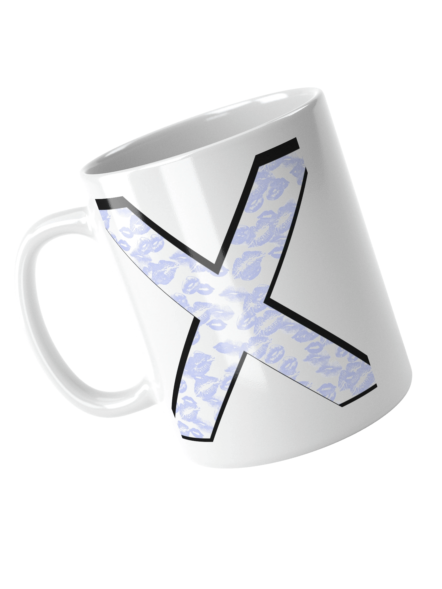 White X Light Blue Lipstick Kisses | Glossy White Mug product image (9)