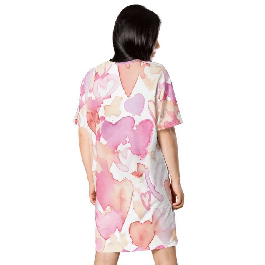 Happy Valentine Love seamless watercolour hearts Pattern T-shirt Dress product image (2)