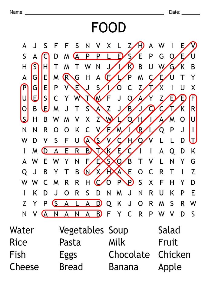 Printable Food Word Search – 16 Key Vocabulary Puzzle Activities! product image (2)